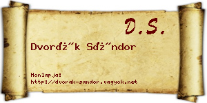 Dvorák Sándor névjegykártya
